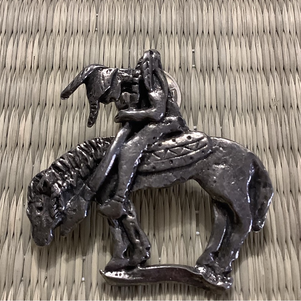 Signed H.Adams Pin Indian Warrior on Horse